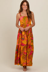 Orange Tropical Tiered Maxi Dress