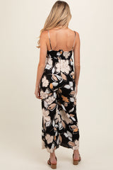 Black Floral Tie Front Maternity Jumpsuit