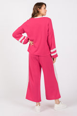 Fuchsia Striped Long Sleeve Set