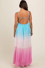 Multi Color Ombre Sleeveless Maternity Dress