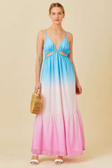 Multi Color Ombre Sleeveless Maternity Dress