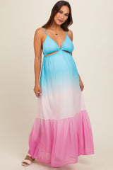 Multi Color Ombre Sleeveless Maternity Dress