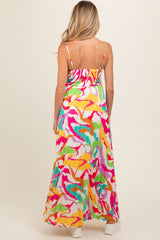 Ivory Printed Sleeveless Front Twist Maternity Maxi Dress