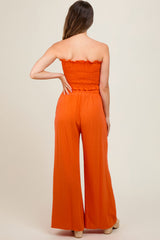 Orange Front Tie Crop Top and Pant Maternity Set