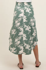 Jade Floral Embroidered Smocked Round Hem Maternity Midi Skirt