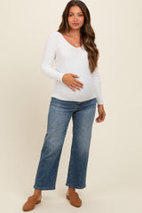 Blue Ankle Crop Straight Leg Maternity Jeans