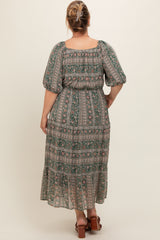 Forest Green Paisley Print Maternity Maxi Dress