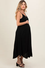 Black Lightweight Sleeveless V-Neck Maternity Maxi Dress