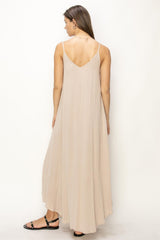 Taupe Lightweight Sleeveless V-Neck Maxi Dress