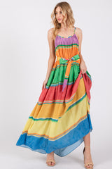 Multi Color Self Tie Adjustable Strap Maternity Dress