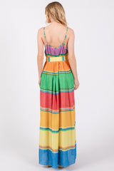 Multi Color Self Tie Adjustable Strap Dress