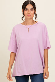 Lavender Raw Rolled Hem Top