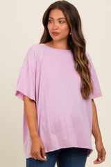 Lavender Raw Rolled Hem Maternity Top