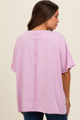 Lavender Raw Rolled Hem Maternity Top