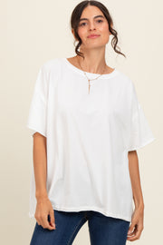 Ivory Raw Rolled Hem Top