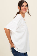 Ivory Raw Rolled Hem Top