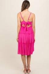 Fuchsia Ruffle Tiered Cutout Back Tie Maternity Dress