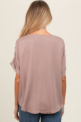 Mocha V-Neck Pin-Tuck Detail Maternity Top