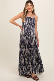 Navy Tie Dye Lightweight Sleeveless Maternity Maxi Dress