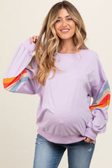 Lavender Banded Bottom Terry Maternity Pullover