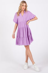 Lavender Tiered Linen Maternity Dress