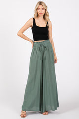 Olive Wide Leg Smocked Lightweight Maternity Pants