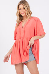 Coral Short Sleeve Top