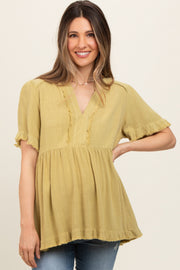 Light Olive Short Sleeve Maternity Top