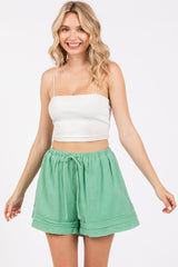 Mint Green Unfinished Hem Maternity Shorts