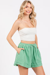 Mint Green Unfinished Hem Shorts