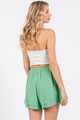 Mint Green Unfinished Hem Shorts