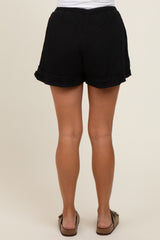 Black Unfinished Hem Maternity Shorts