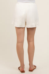 Cream Unfinished Hem Maternity Shorts