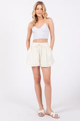 Cream Unfinished Hem Shorts