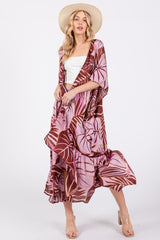 Lavender Tropical Print Long Maternity Cover Up