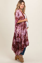 Lavender Tropical Print Long Maternity Cover Up