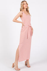 Red Striped Front Tie Dress