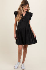 Charcoal French Terry Tiered Maternity Dress