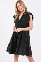 Charcoal French Terry Tiered Dress