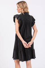 Charcoal French Terry Tiered Dress