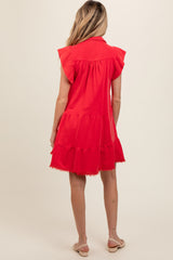 Red French Terry Tiered Maternity Dress