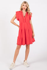 Red French Terry Tiered Dress