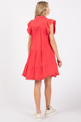 Red French Terry Tiered Dress