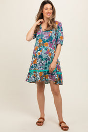 Jade Floral V Neck Half Sleeve Maternity Dress