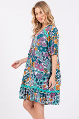 Jade Floral V Neck Half Sleeve Dress