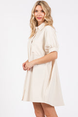 Cream Collared Button Down Shirt Dress