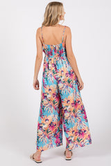 Light Blue Floral Front Twist Jumpsuit