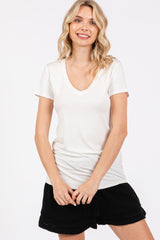 Ivory V-Neck Short Sleeve Maternity Top