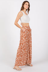 Camel Smocked Wide Leg Pants