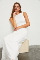 White Fitted Maternity Maxi Dress